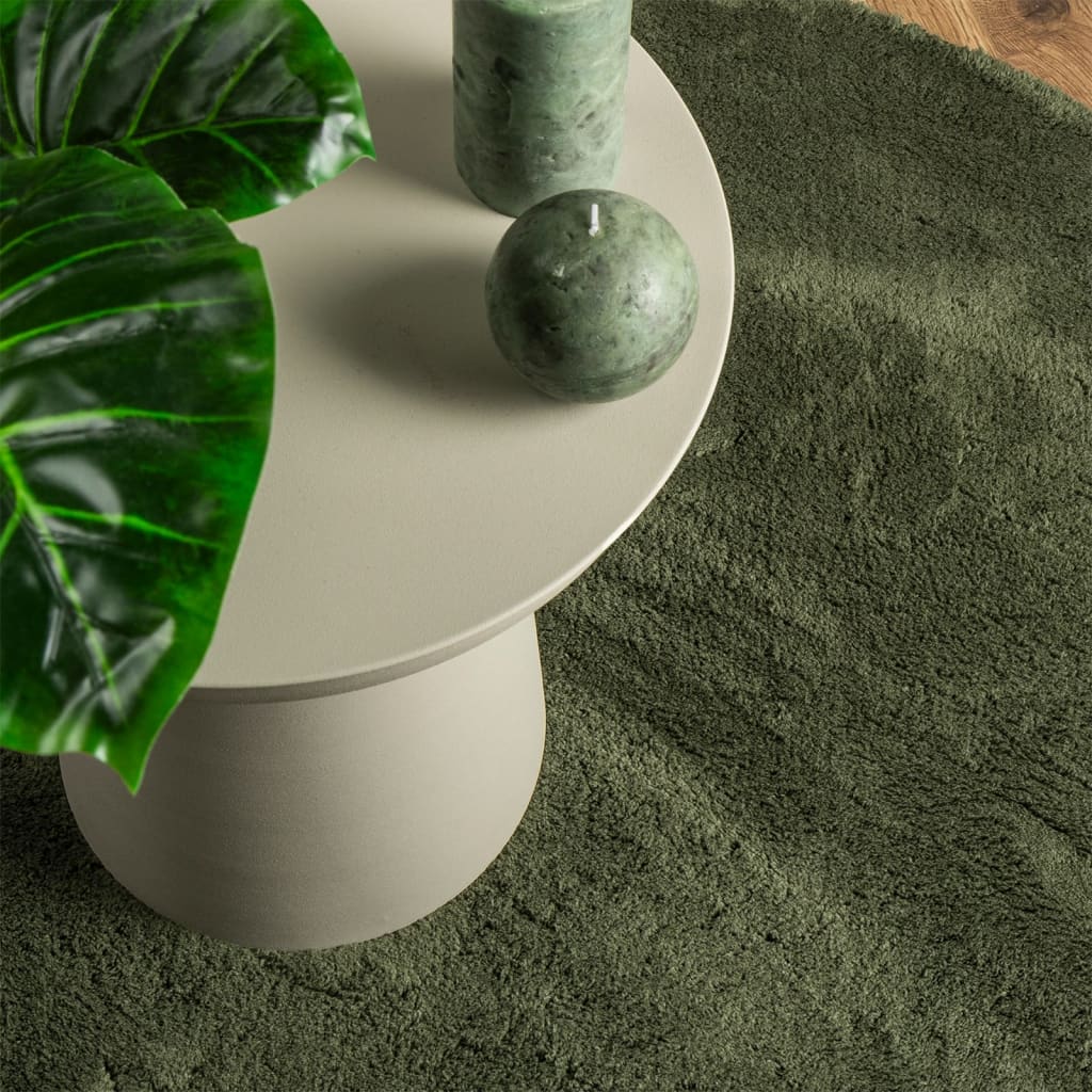 vidaXL Rug HUARTE Short Pile Soft and Washable Forest Green Ø 100 cm