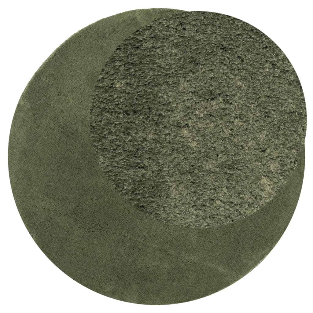vidaXL Rug HUARTE Short Pile Soft and Washable Forest Green Ø 200 cm