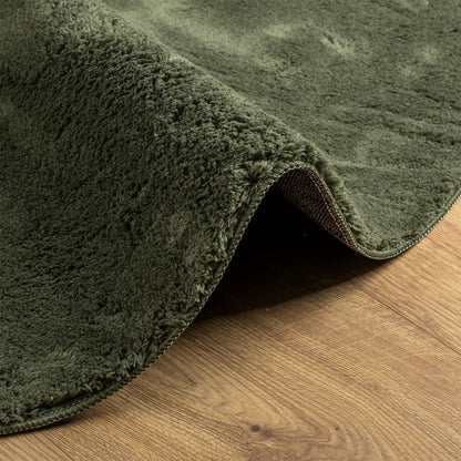 vidaXL Rug HUARTE Short Pile Soft and Washable Forest Green Ø 200 cm