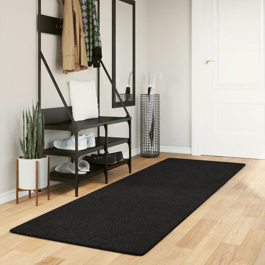vidaXL Rug HUARTE Short Pile Soft and Washable Black 80x250 cm