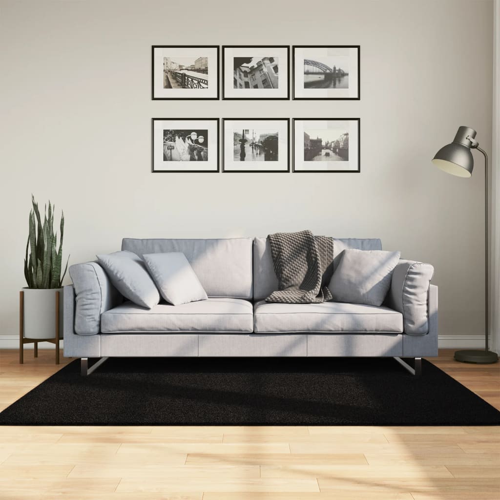 vidaXL Rug HUARTE Short Pile Soft and Washable Black 120x170 cm