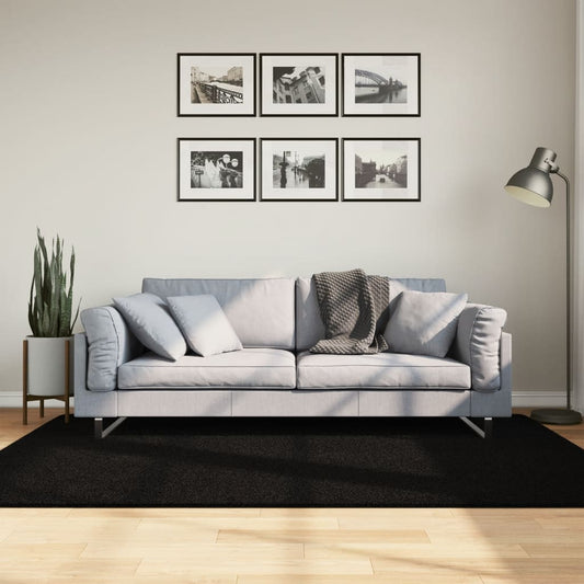 vidaXL Rug HUARTE Short Pile Soft and Washable Black 140x200 cm