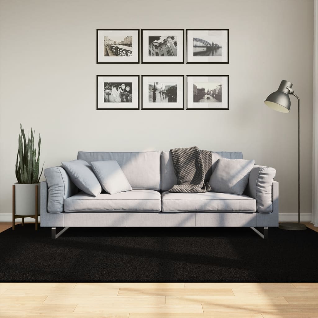 vidaXL Rug HUARTE Short Pile Soft and Washable Black 160x230 cm