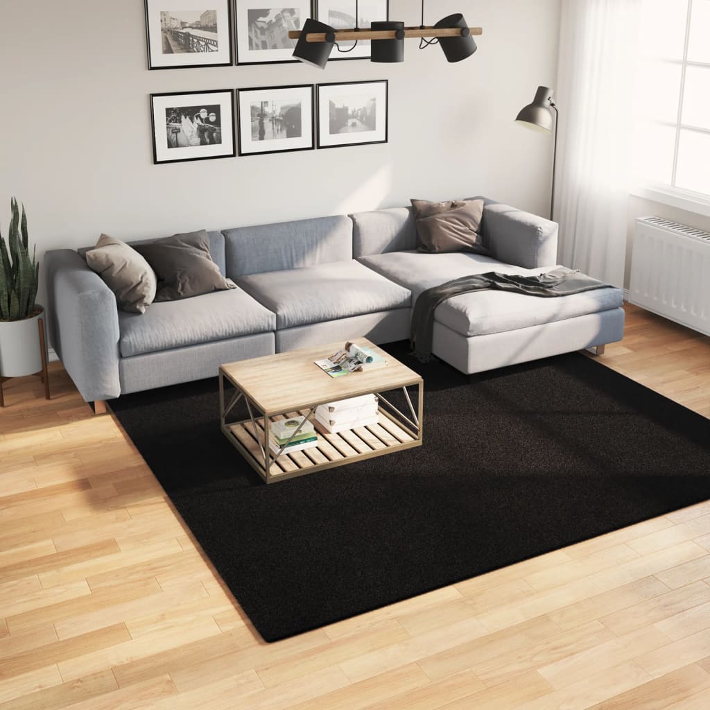 vidaXL Rug HUARTE Short Pile Soft and Washable Black 240x240 cm