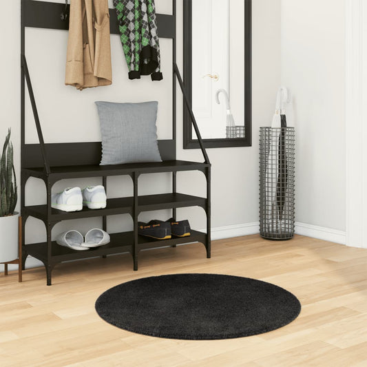 vidaXL Rug HUARTE Short Pile Soft and Washable Black Ø 80 cm