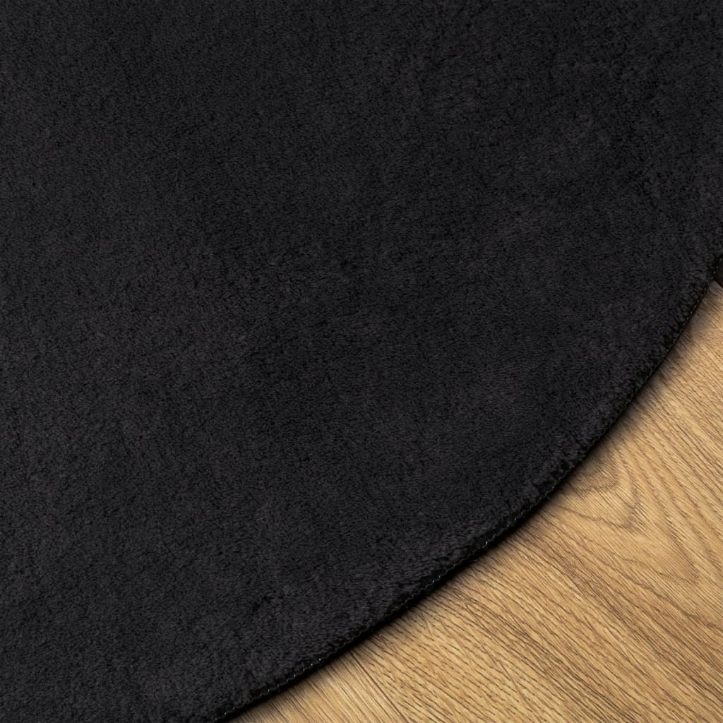 vidaXL Rug HUARTE Short Pile Soft and Washable Black Ø 100 cm