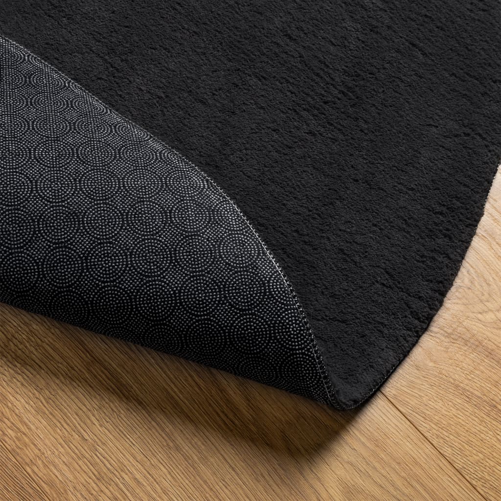 vidaXL Rug HUARTE Short Pile Soft and Washable Black Ø 100 cm