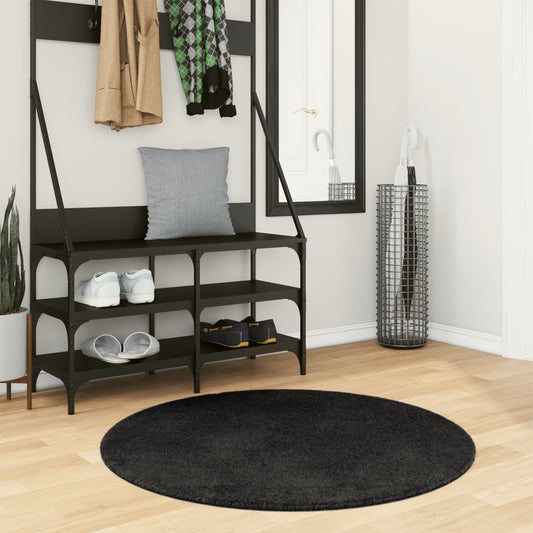 vidaXL Rug HUARTE Short Pile Soft and Washable Black Ø 100 cm