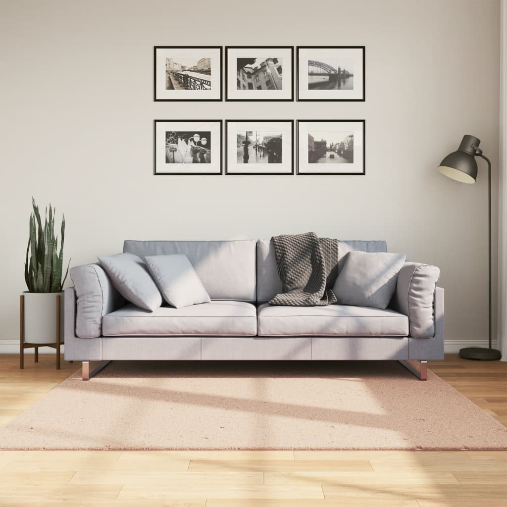 vidaXL Rug HUARTE Short Pile Soft and Washable Blush 160x160 cm