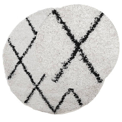 vidaXL Shaggy Rug PAMPLONA High Pile Modern Cream and Black Ø 100 cm