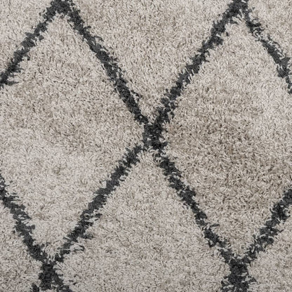 vidaXL Shaggy Rug PAMPLONA High Pile Modern Beige and Anthracite 100x200 cm