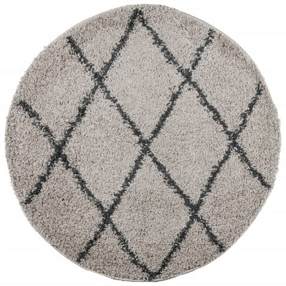 vidaXL Shaggy Rug PAMPLONA High Pile Modern Beige&Anthracite Ø 100 cm