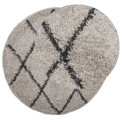 vidaXL Shaggy Rug PAMPLONA High Pile Modern Beige&Anthracite Ø 100 cm