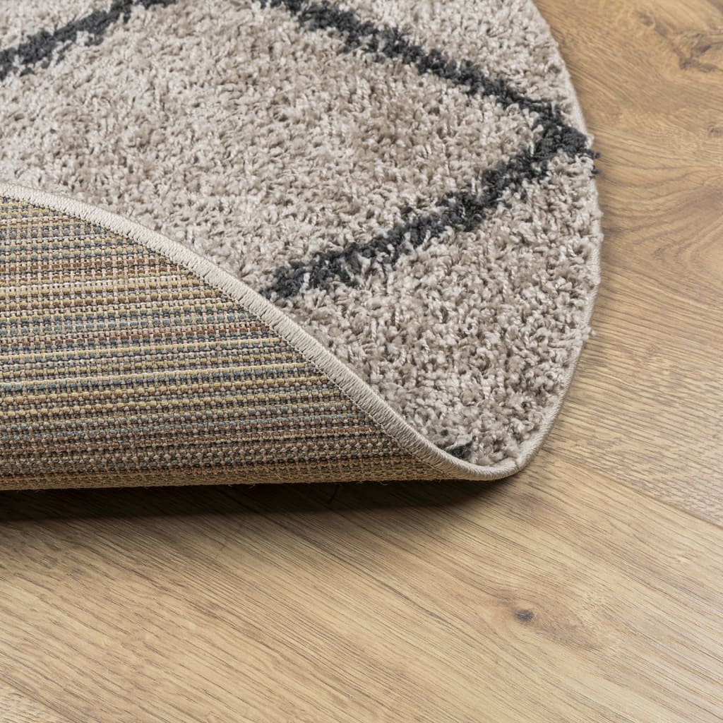 vidaXL Shaggy Rug PAMPLONA High Pile Modern Beige&Anthracite Ø 100 cm