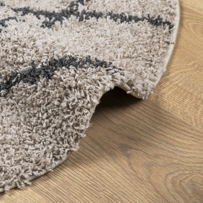 vidaXL Shaggy Rug PAMPLONA High Pile Modern Beige&Anthracite Ø 100 cm