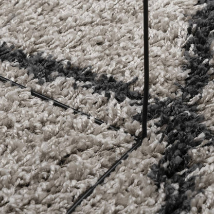 vidaXL Shaggy Rug PAMPLONA High Pile Modern Beige&Anthracite Ø 100 cm