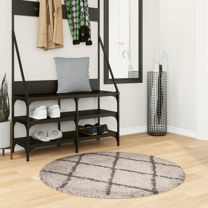 vidaXL Shaggy Rug PAMPLONA High Pile Modern Beige&Anthracite Ø 100 cm