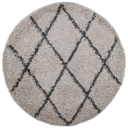 vidaXL Shaggy Rug PAMPLONA High Pile Modern Beige and Anthracite Ø 120 cm