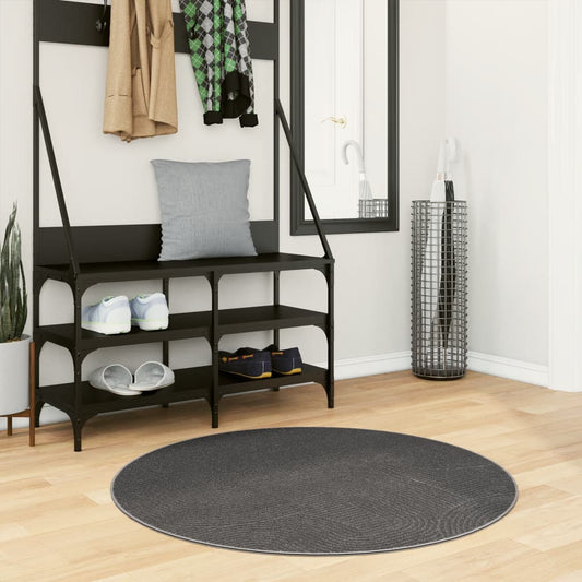 vidaXL Rug IZA Short Pile Scandinavian Look Anthracite Ø 100 cm