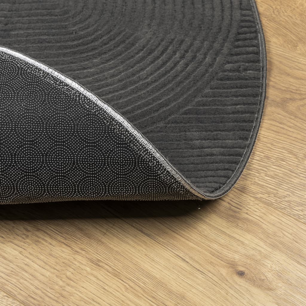 vidaXL Rug IZA Short Pile Scandinavian Look Anthracite Ø 120 cm