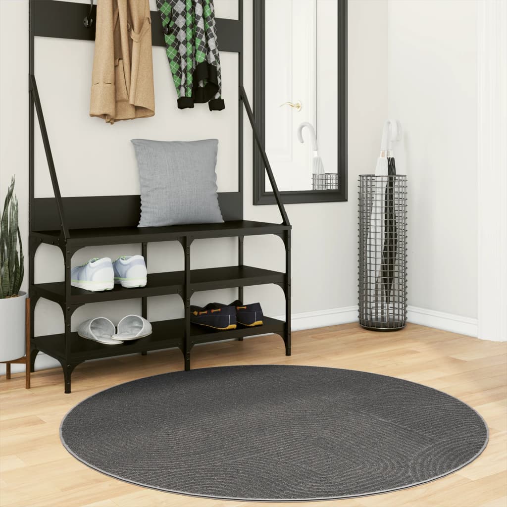 vidaXL Rug IZA Short Pile Scandinavian Look Anthracite Ø 120 cm