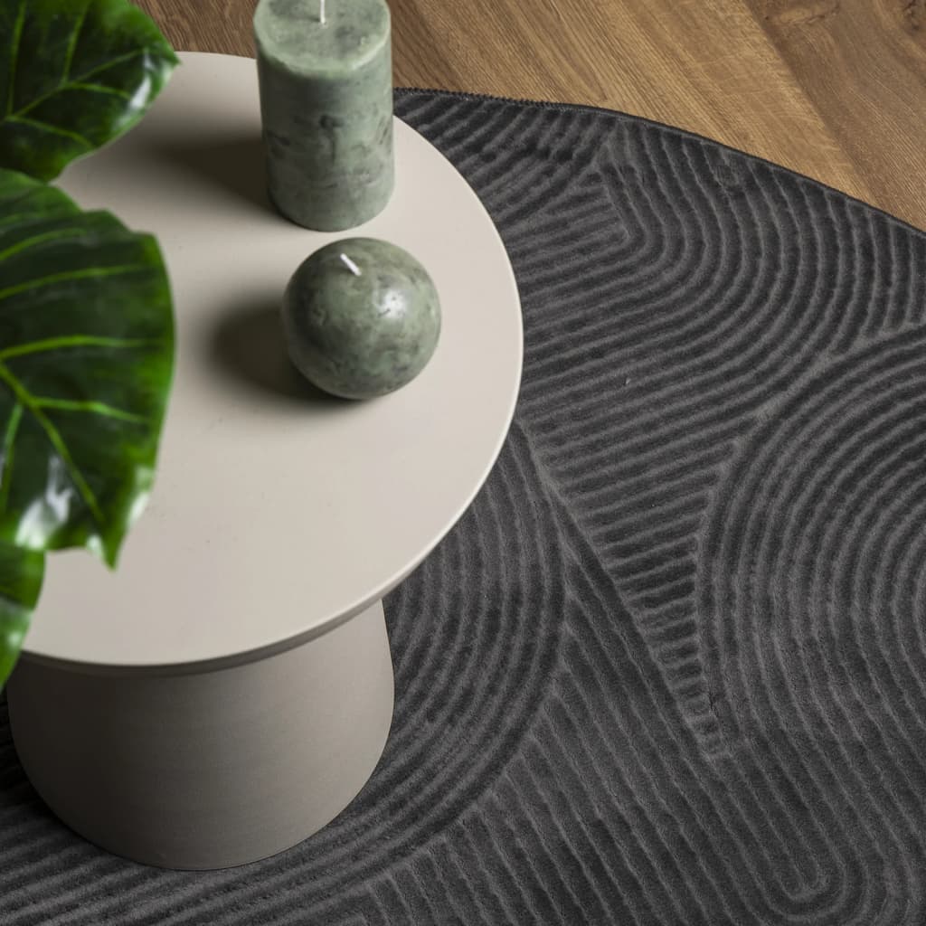 vidaXL Rug IZA Short Pile Scandinavian Look Anthracite Ø 200 cm