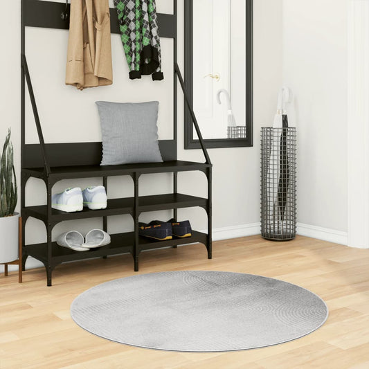 vidaXL Rug IZA Short Pile Scandinavian Look Grey Ø 100 cm