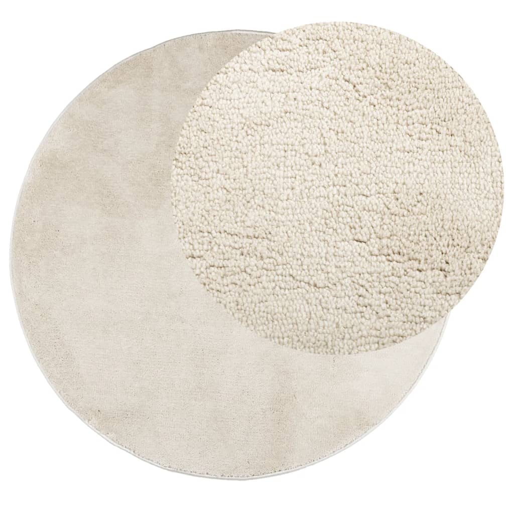 vidaXL Rug OVIEDO Short Pile Beige Ø 120 cm
