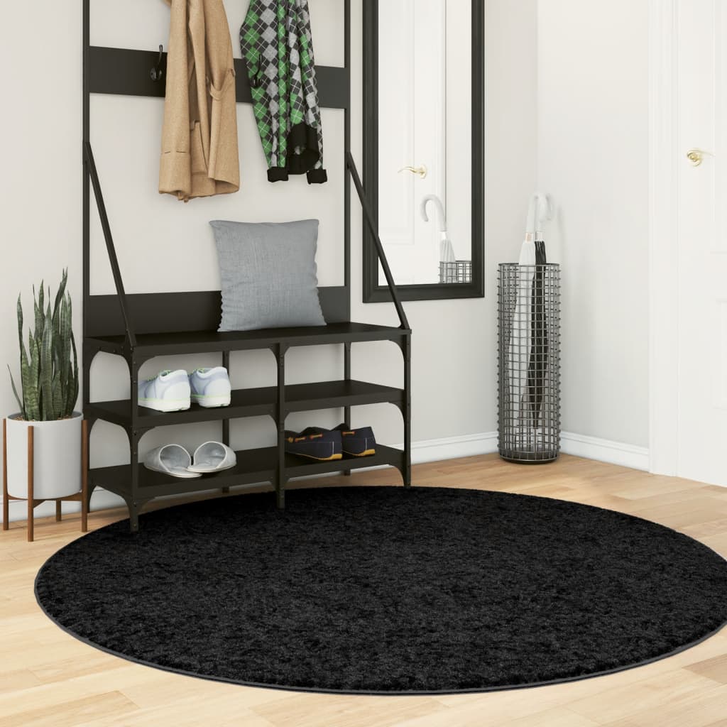 vidaXL Rug OVIEDO Short Pile Black Ø 160 cm