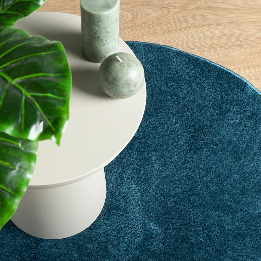 vidaXL Rug OVIEDO Short Pile Turquoise Ø 120 cm