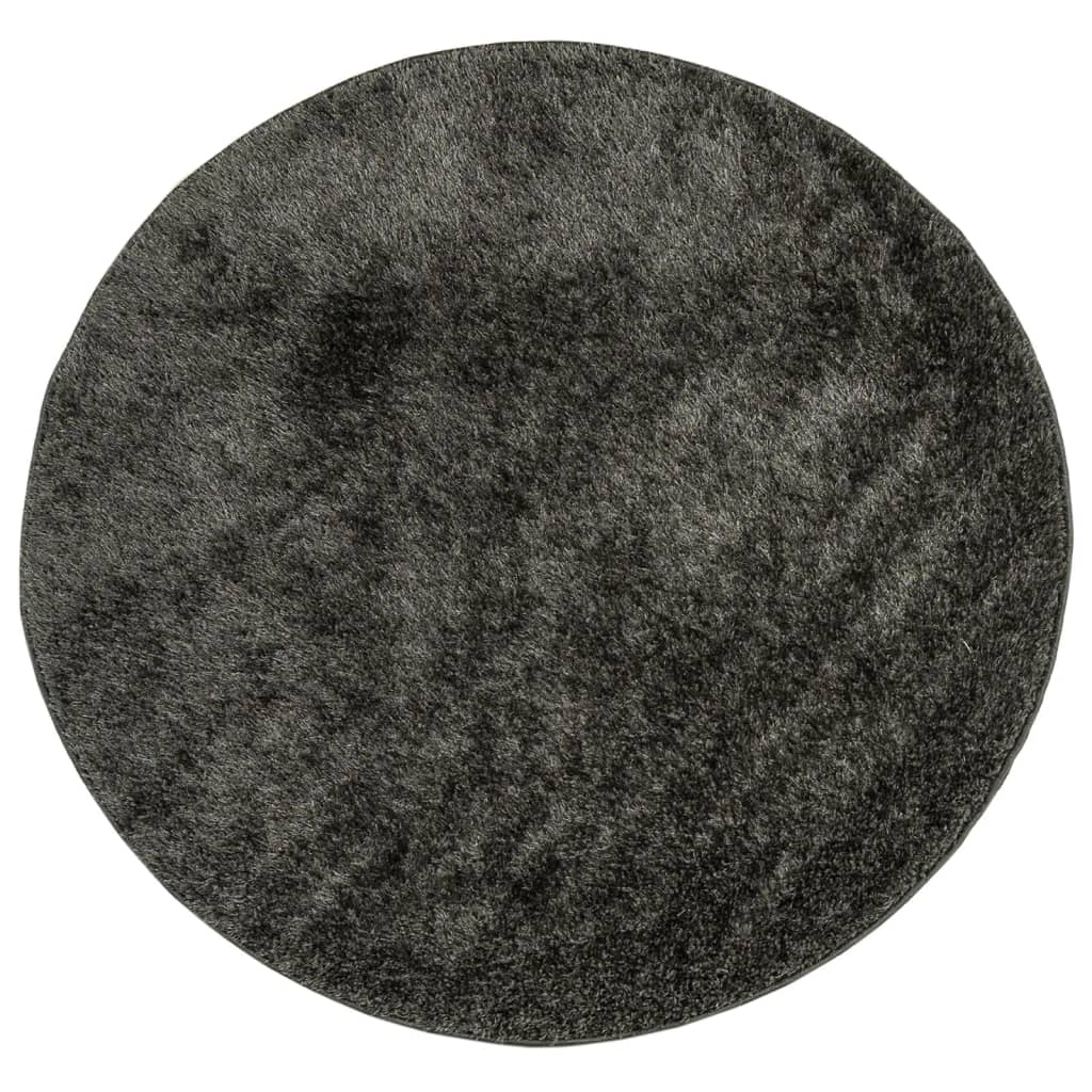 vidaXL Rug ISTAN High Pile Shiny Look Anthracite Ø 80 cm