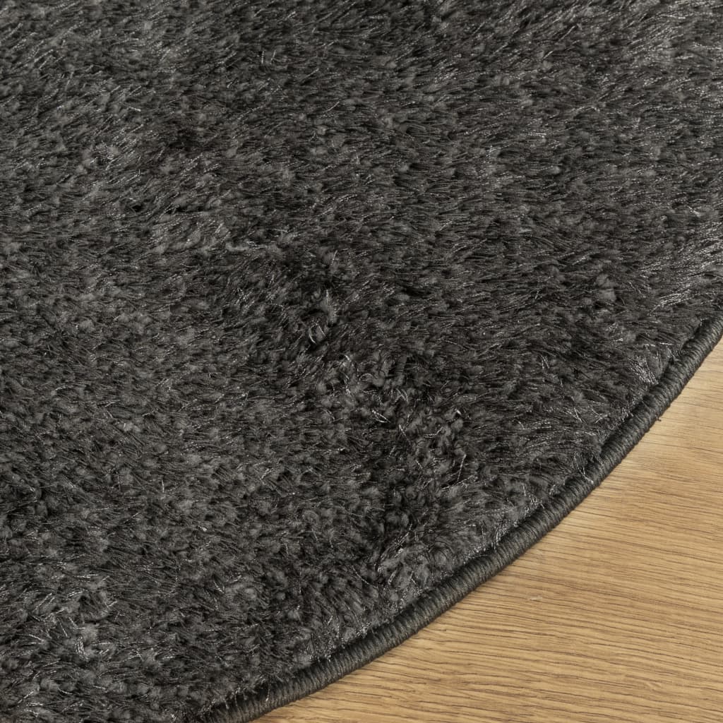 vidaXL Rug ISTAN High Pile Shiny Look Anthracite Ø 80 cm