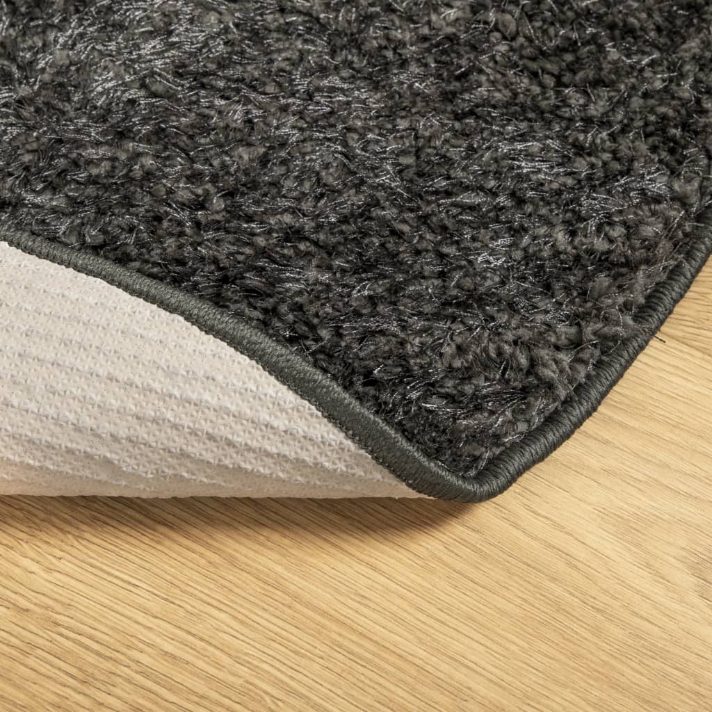 vidaXL Rug ISTAN High Pile Shiny Look Anthracite Ø 80 cm