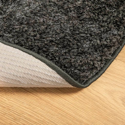 vidaXL Rug ISTAN High Pile Shiny Look Anthracite Ø 80 cm