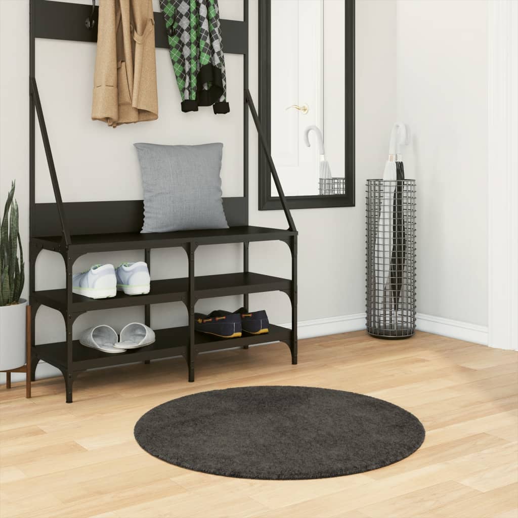 vidaXL Rug ISTAN High Pile Shiny Look Anthracite Ø 80 cm