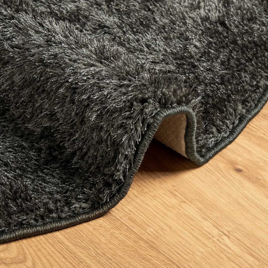 vidaXL Rug ISTAN High Pile Shiny Look Anthracite Ø 160 cm
