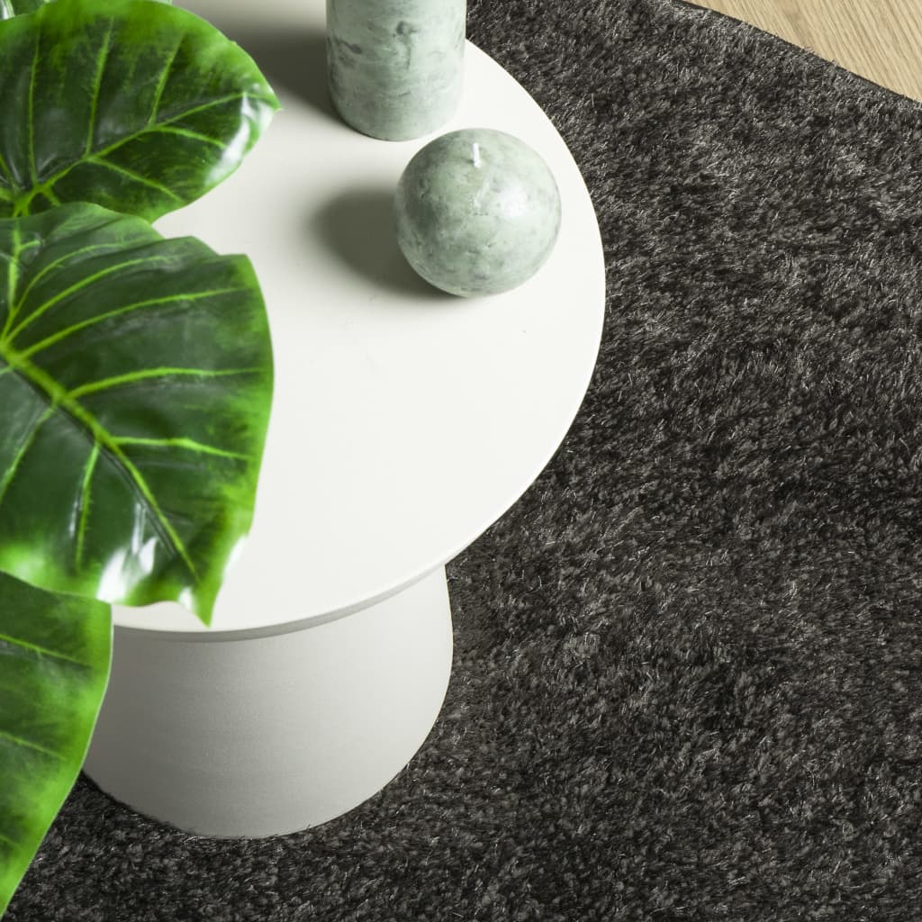 vidaXL Rug ISTAN High Pile Shiny Look Anthracite Ø 160 cm
