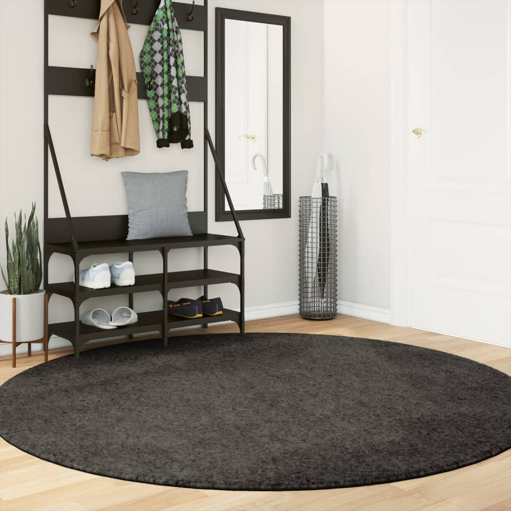 vidaXL Rug ISTAN High Pile Shiny Look Anthracite Ø 200 cm