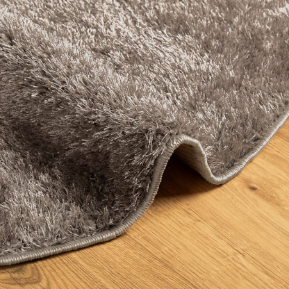 vidaXL Rug ISTAN High Pile Shiny Look Grey Ø 160 cm
