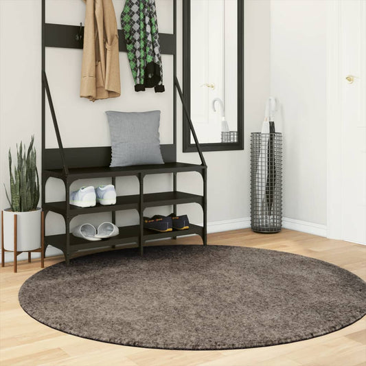 vidaXL Rug ISTAN High Pile Shiny Look Grey Ø 160 cm