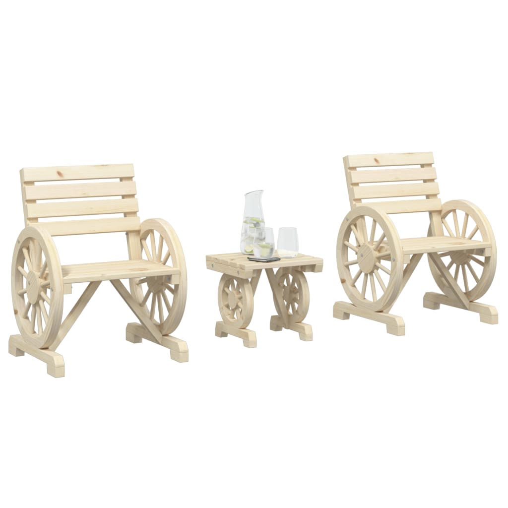 vidaXL 3 Piece Garden Lounge Set Solid Wood Fir