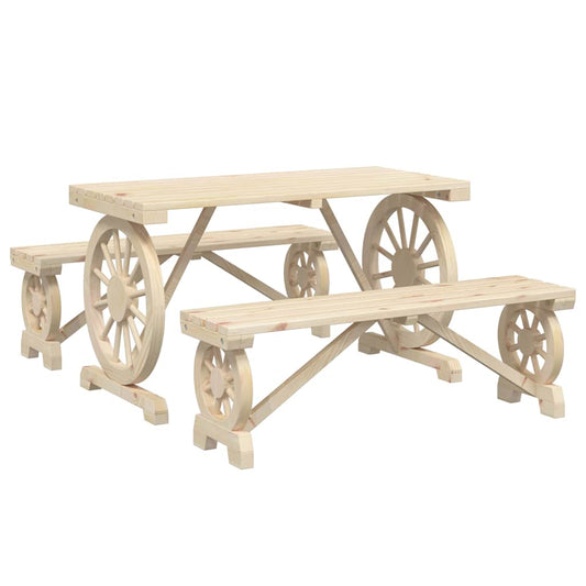 vidaXL 3 Piece Garden Dining Set Solid Wood Fir