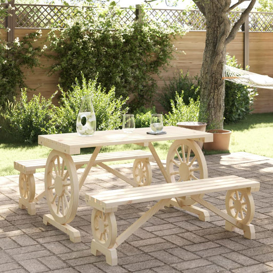 vidaXL 3 Piece Garden Dining Set Solid Wood Fir