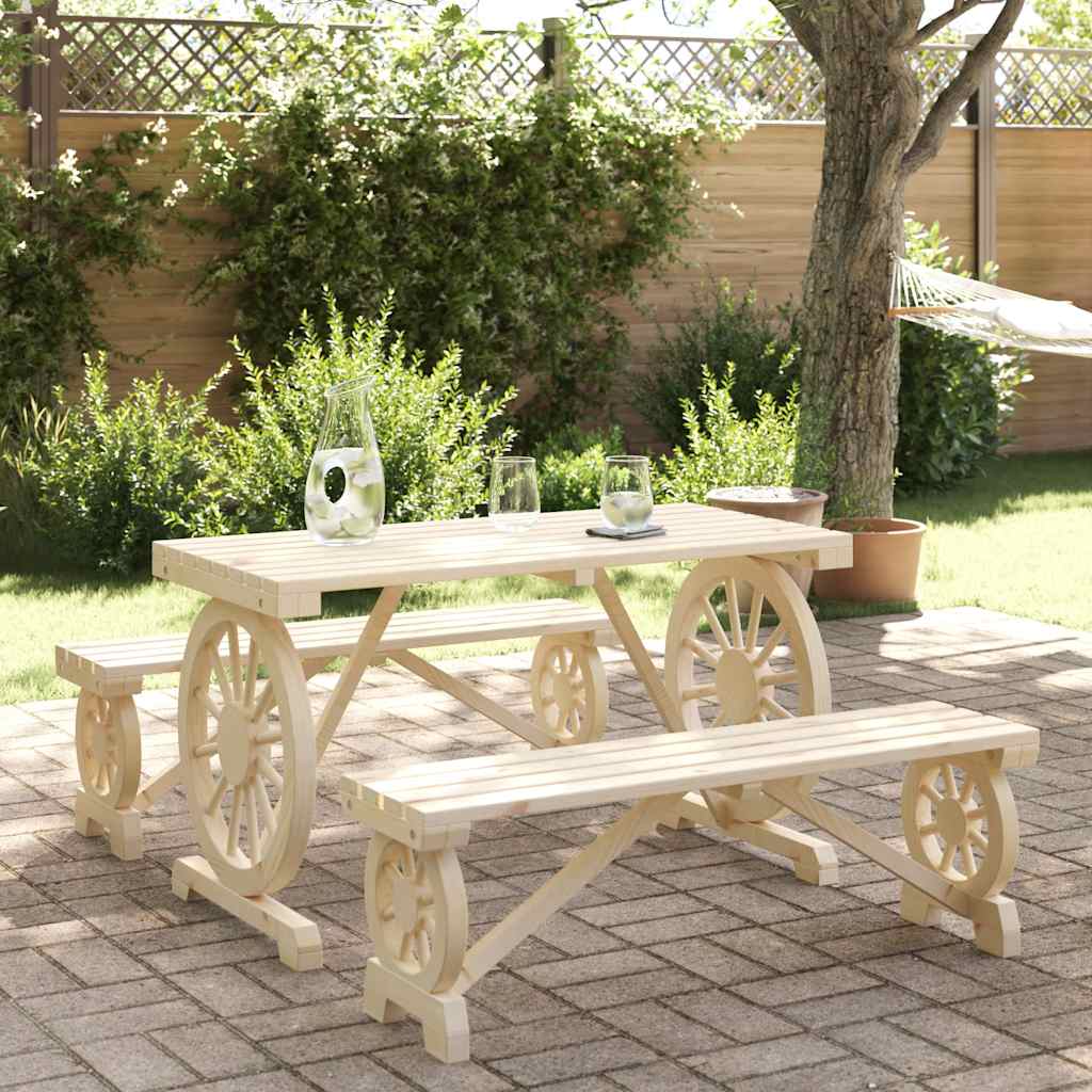 vidaXL 3 Piece Garden Dining Set Solid Wood Fir