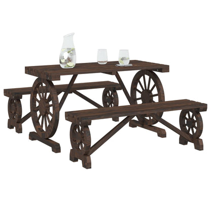 vidaXL Garden Dining Set | Burnt Wood | Solid Fir Wood | Medium | Durable