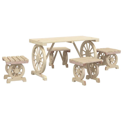 vidaXL 5 Piece Garden Dining Set Solid Wood Fir