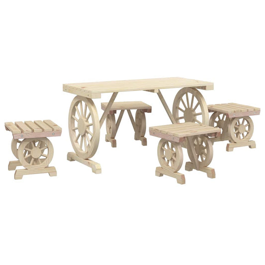 vidaXL 5 Piece Garden Dining Set Solid Wood Fir
