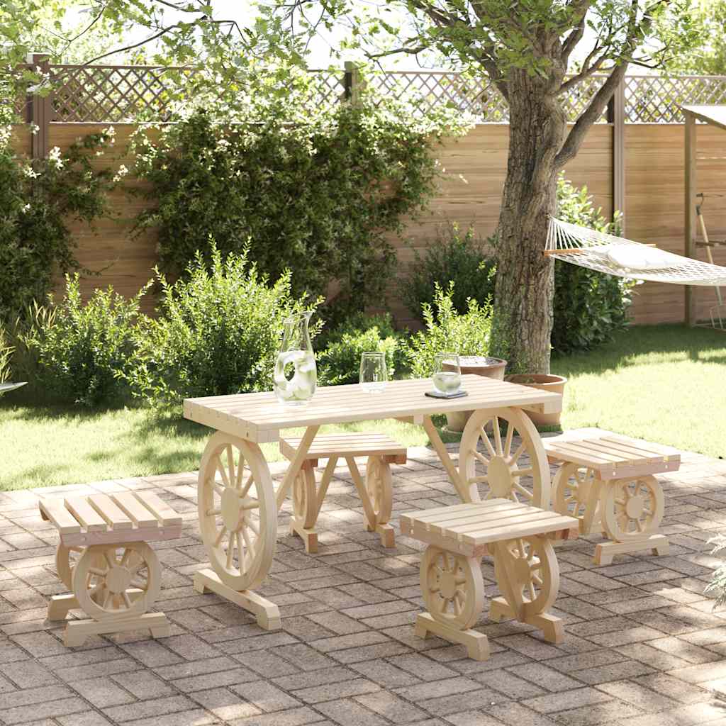 vidaXL 5 Piece Garden Dining Set Solid Wood Fir