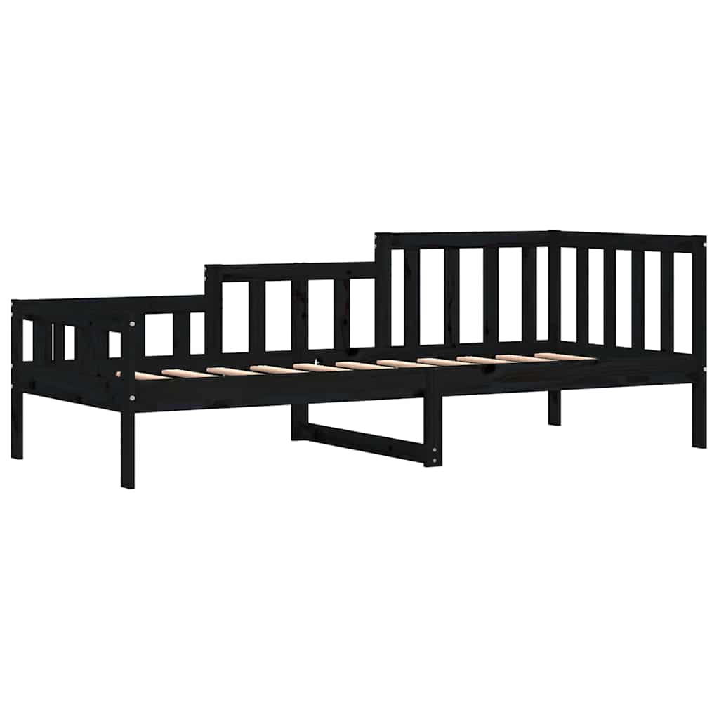 vidaXL Day Bed without Mattress Black 80x200 cm Solid Wood Pine