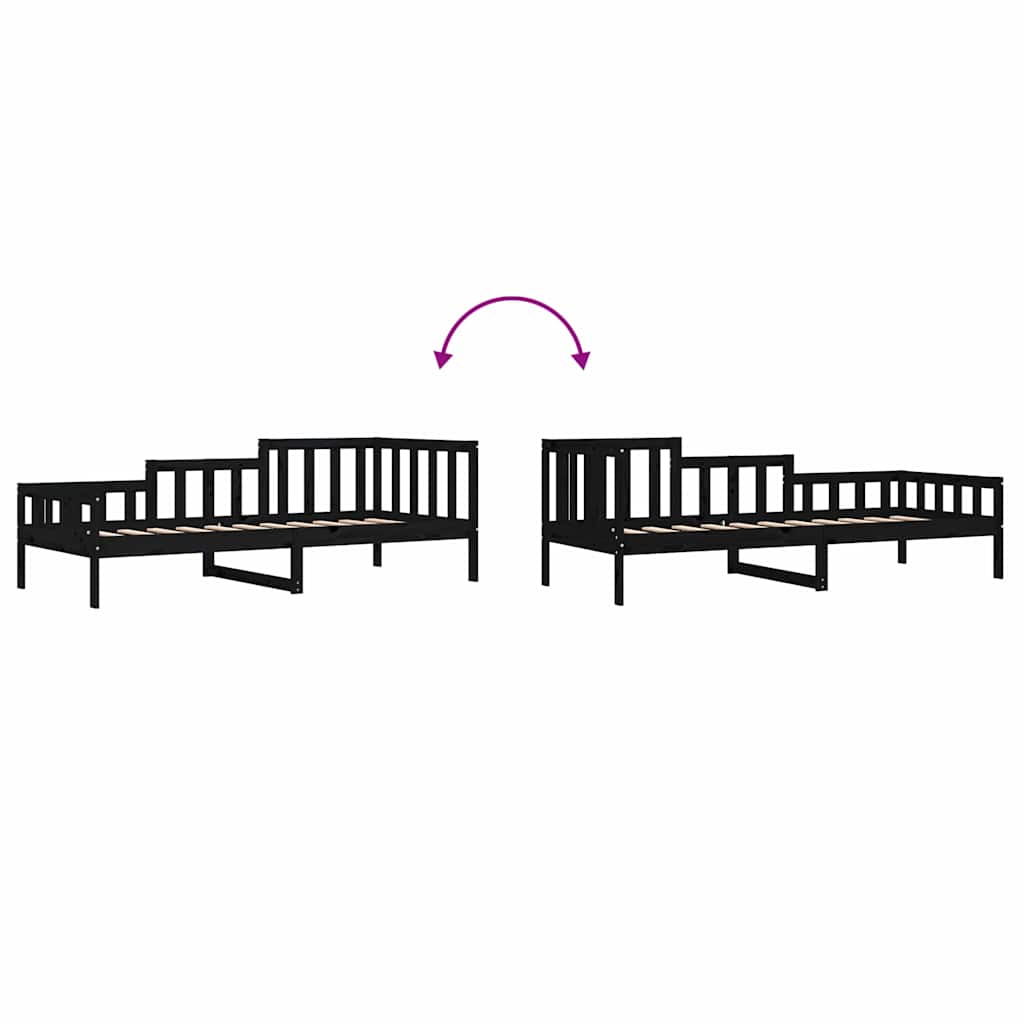 vidaXL Day Bed without Mattress Black 80x200 cm Solid Wood Pine